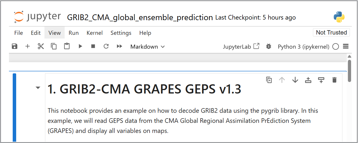 Jupyter notebook GRIB2 global ensemble prediction