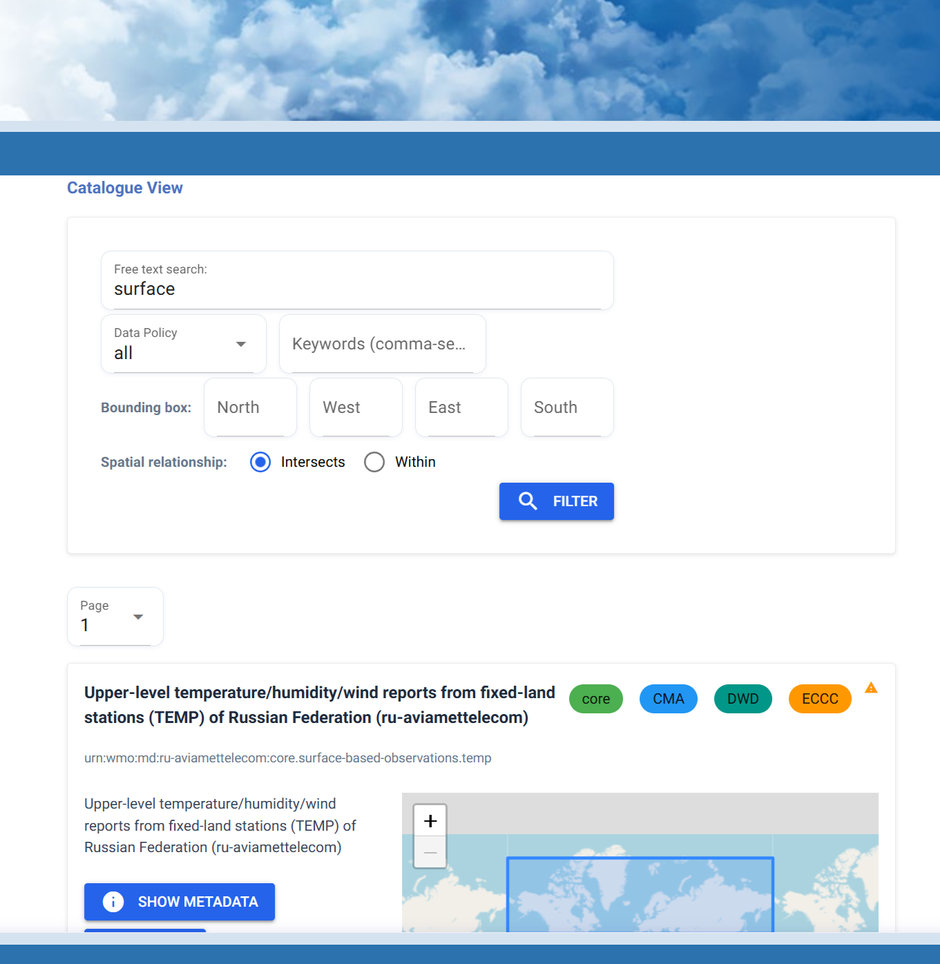 WIS2 Downloader Catalogue View