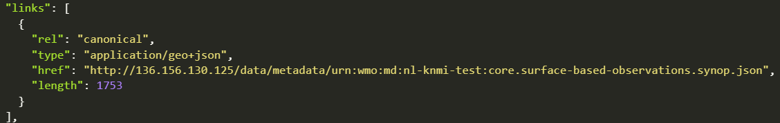 WIS2 notification for metadata, links sections