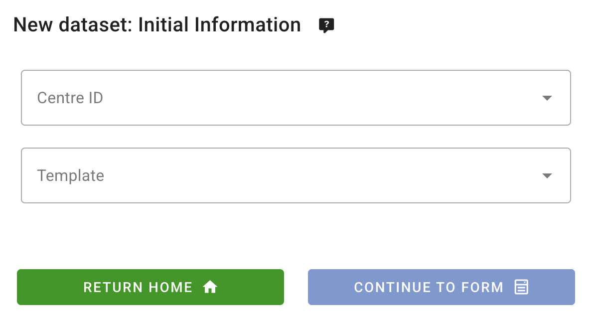Create New Dataset pop up