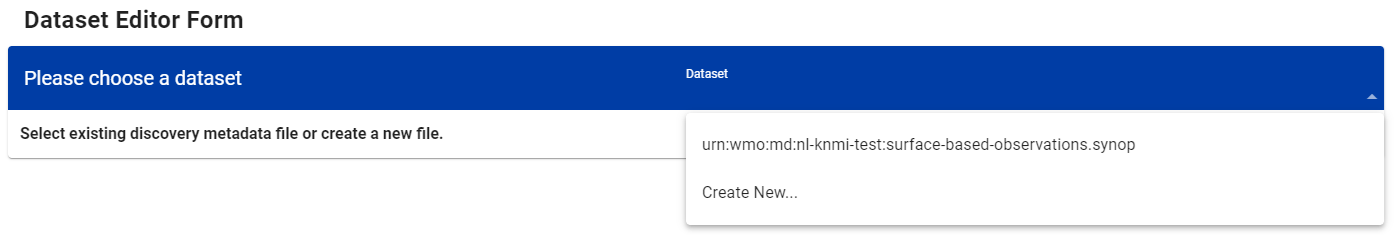 Dataset Editor: new dataset